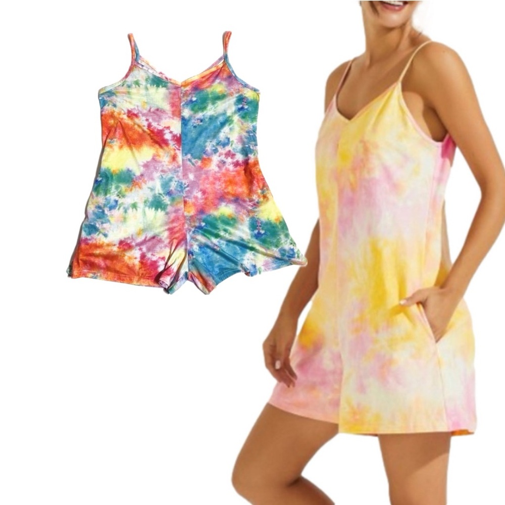 Suzanne Betro L tie dye‎ cami romper